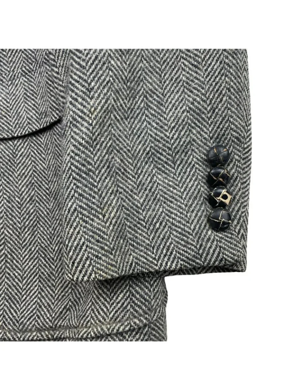 VTG Imperial Haggar Men's 100% Wool Tweed Blazer Gray Herringbone • USA • 42R